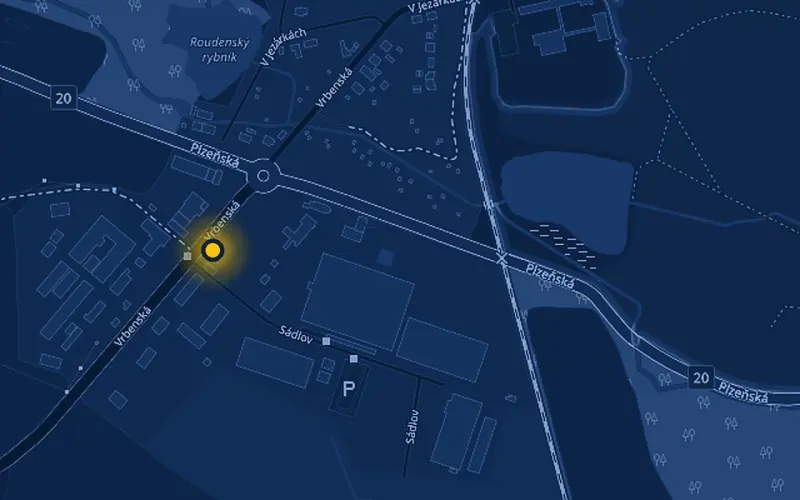 Map: NOMAD enroute on Vrbenská street in Blatná, by road 20
